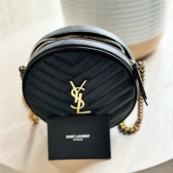 Saint Laurent Handbags - Saint Laurent Vinyle Round Quilted Leather Camera Bag ( YSL )